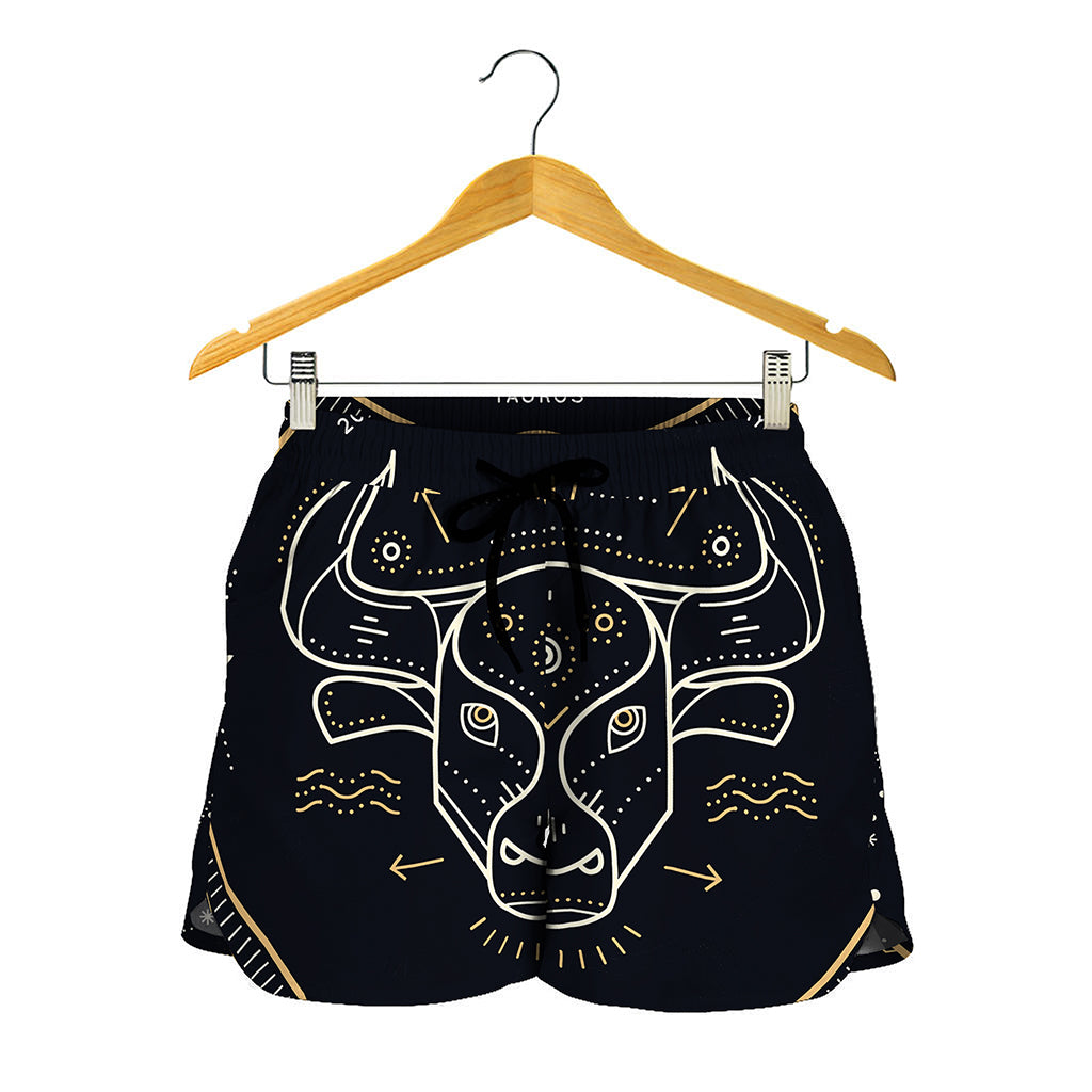 Vintage Taurus Zodiac Sign Print Women's Shorts