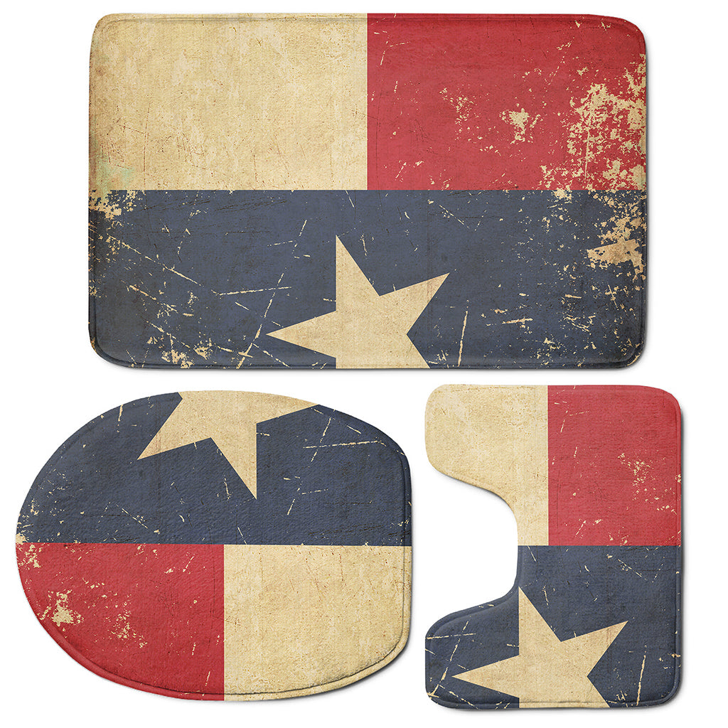 Vintage Texas Flag Print 3 Piece Bath Mat Set