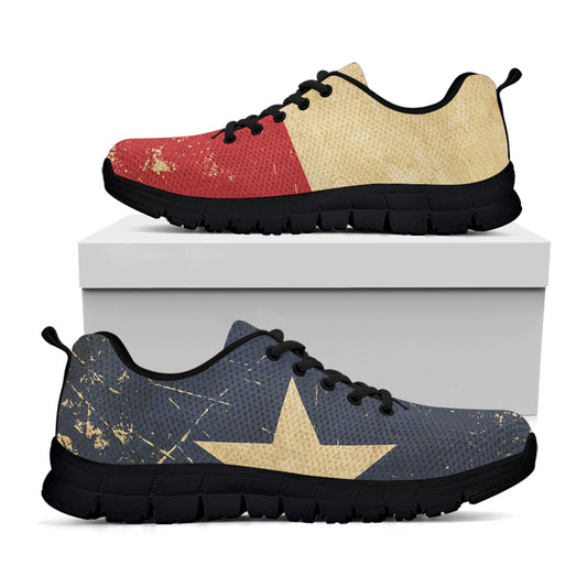Vintage Texas Flag Print Black Sneakers