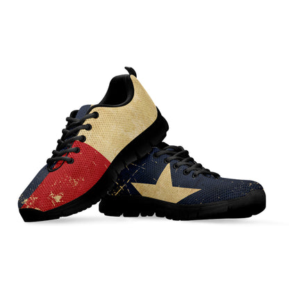 Vintage Texas Flag Print Black Sneakers