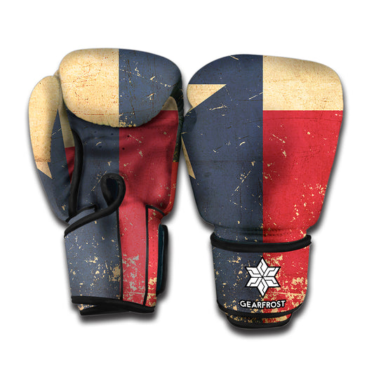 Vintage Texas Flag Print Boxing Gloves