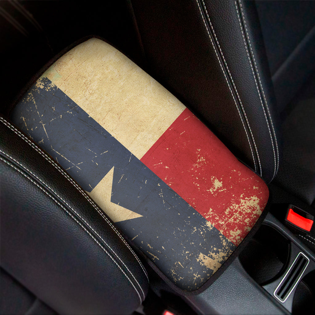 Vintage Texas Flag Print Car Center Console Cover