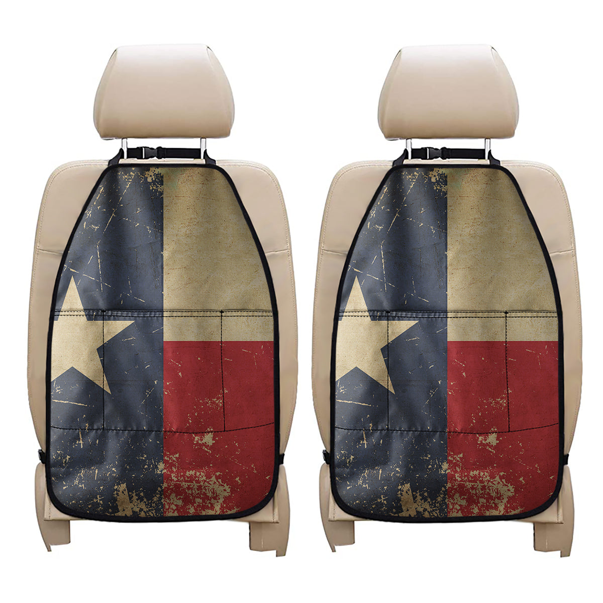 Vintage Texas Flag Print Car Seat Organizers