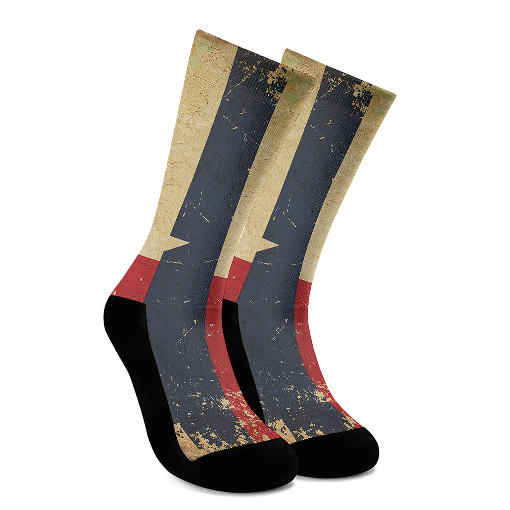 Vintage Texas Flag Print Crew Socks