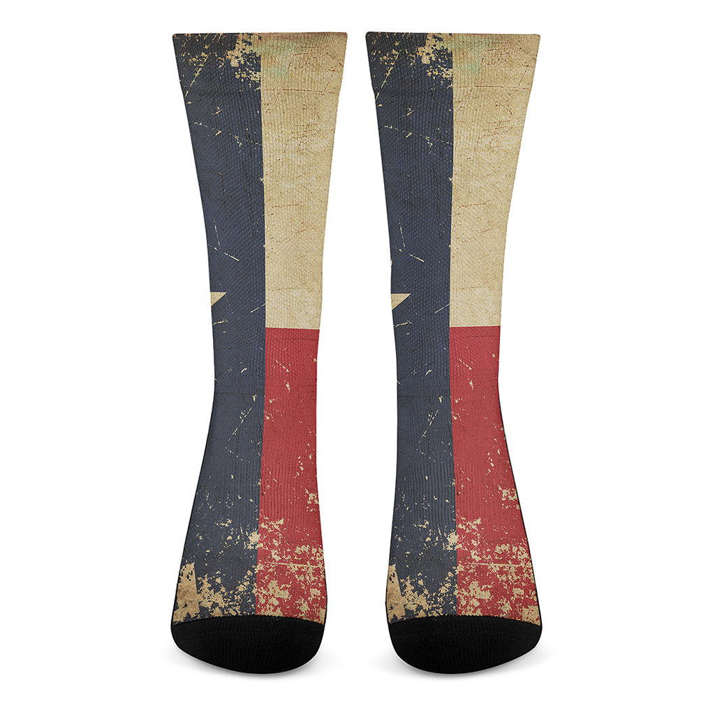 Vintage Texas Flag Print Crew Socks