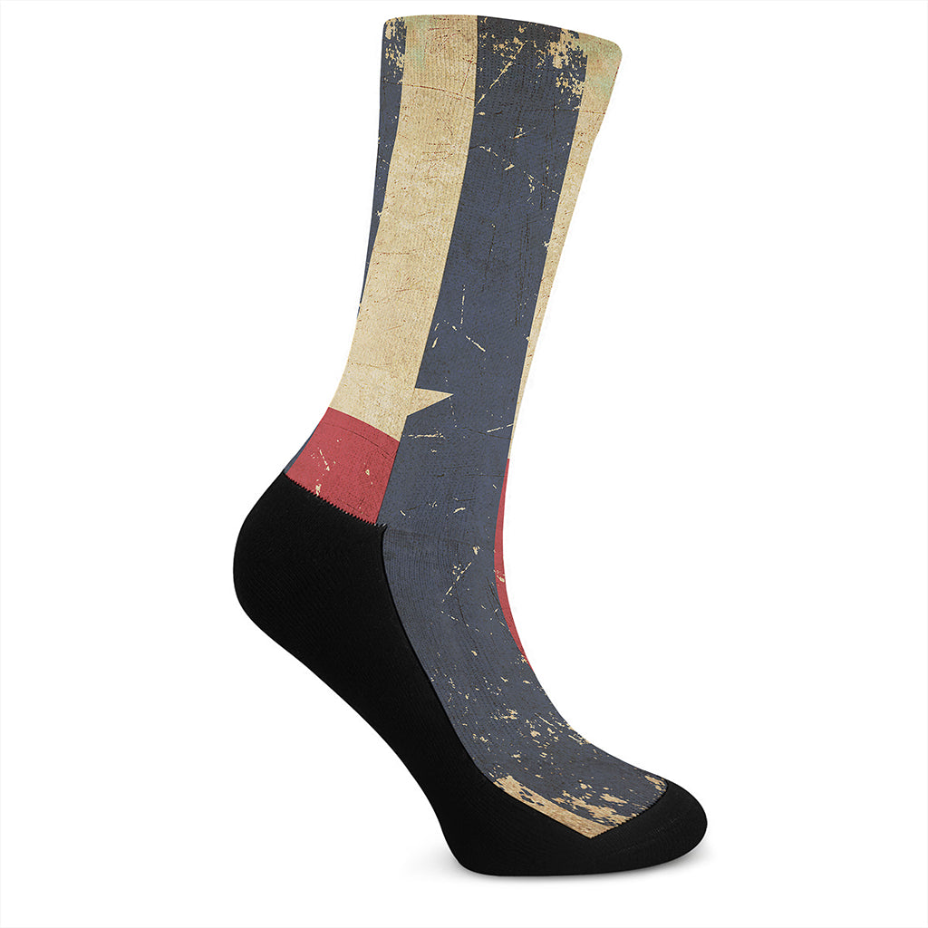 Vintage Texas Flag Print Crew Socks