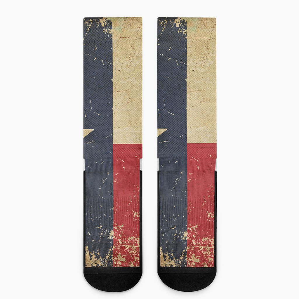 Vintage Texas Flag Print Crew Socks