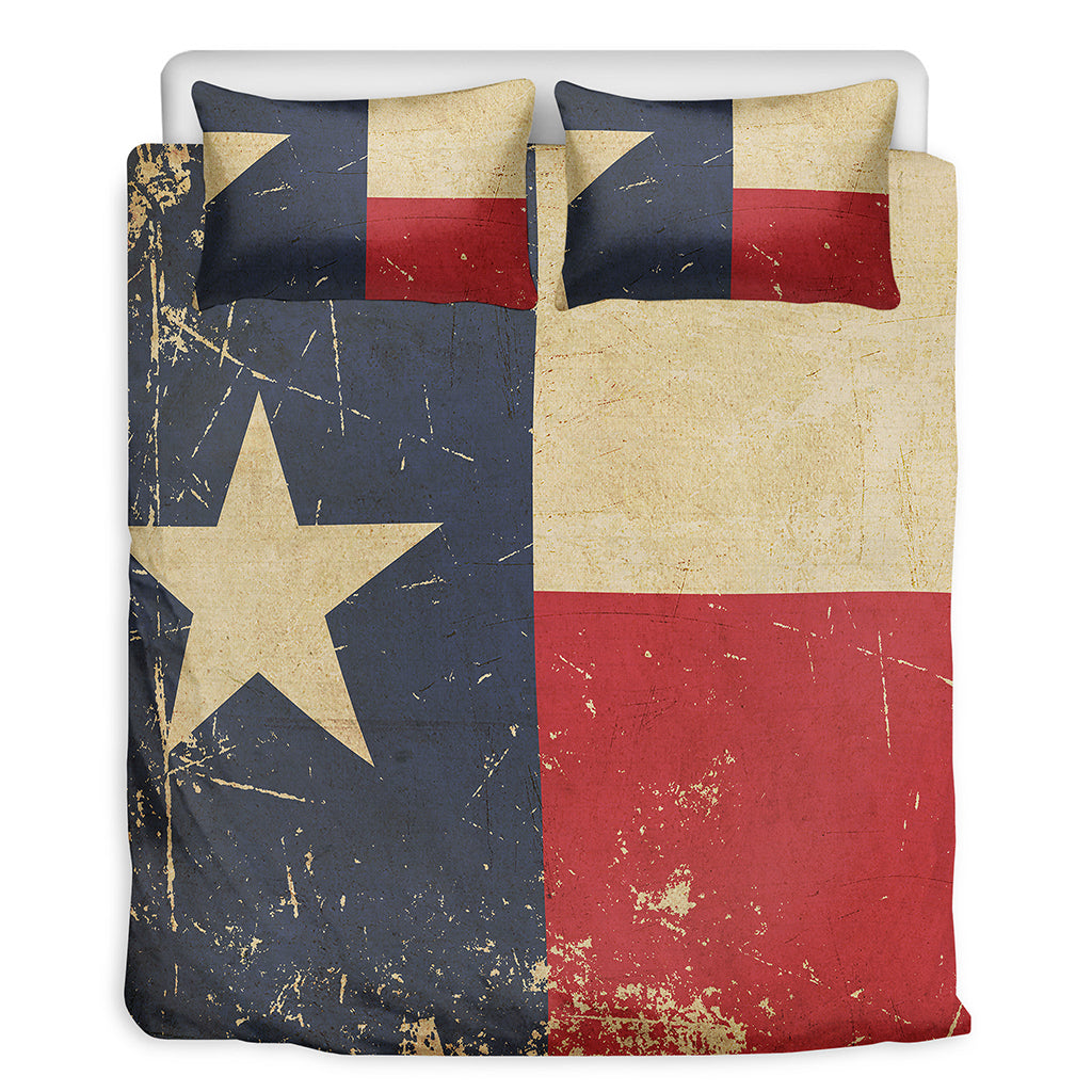 Vintage Texas Flag Print Duvet Cover Bedding Set