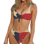 Vintage Texas Flag Print Front Bow Tie Bikini