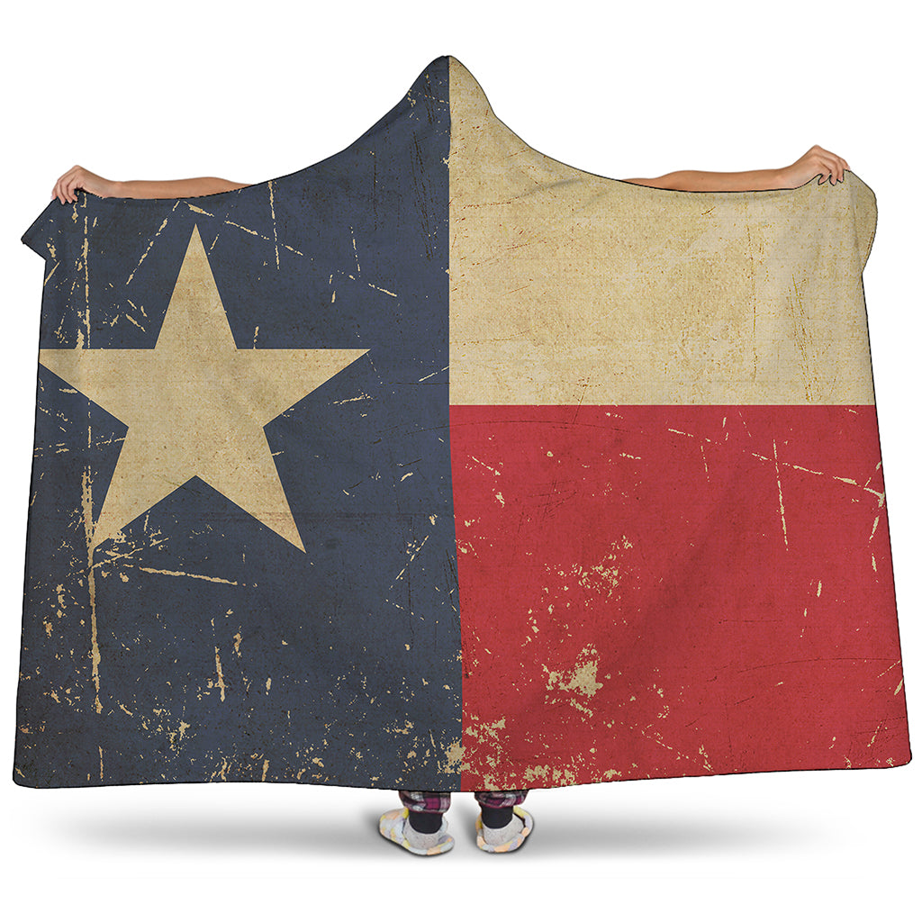 Vintage Texas Flag Print Hooded Blanket