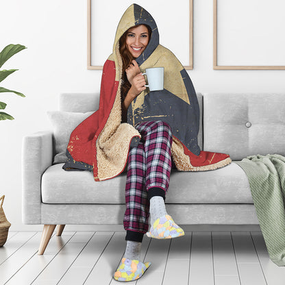 Vintage Texas Flag Print Hooded Blanket