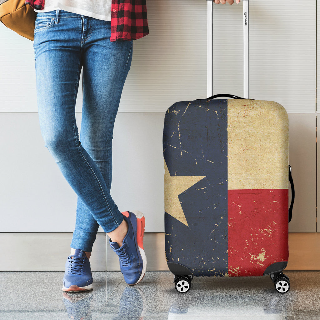 Vintage Texas Flag Print Luggage Cover