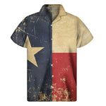 Vintage Texas Flag Print Men's Short Sleeve Shirt