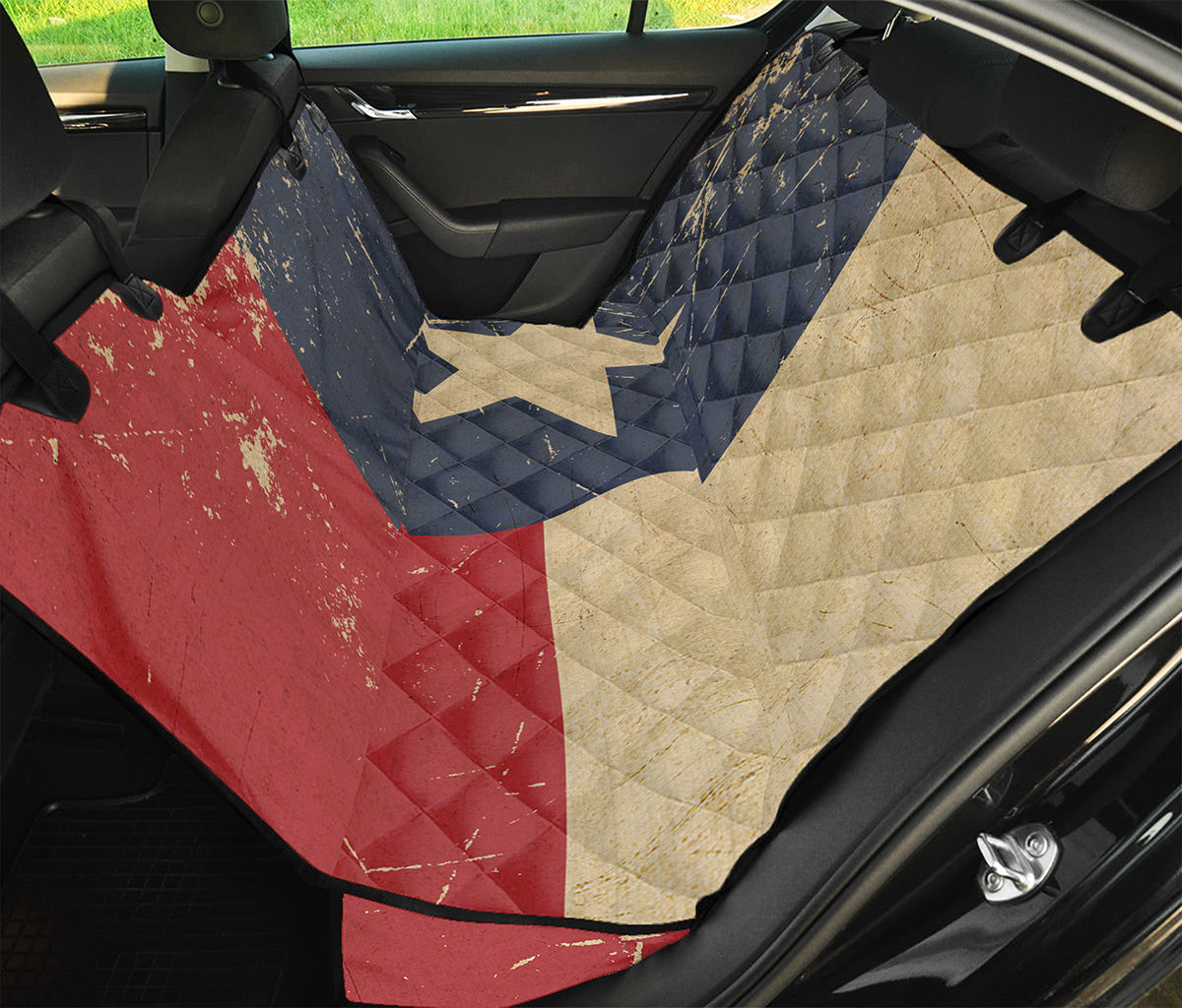 Vintage Texas Flag Print Pet Car Back Seat Cover