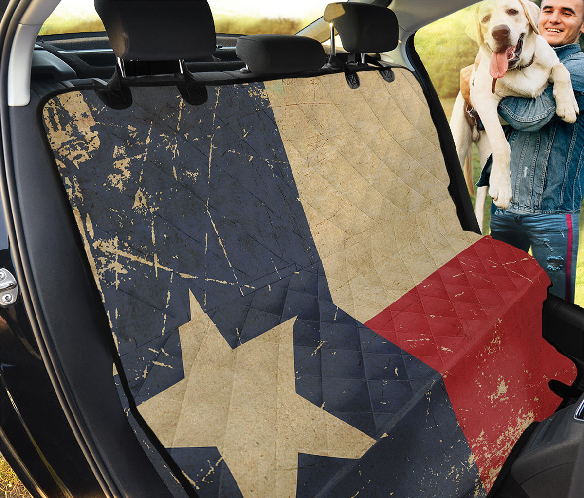 Vintage Texas Flag Print Pet Car Back Seat Cover