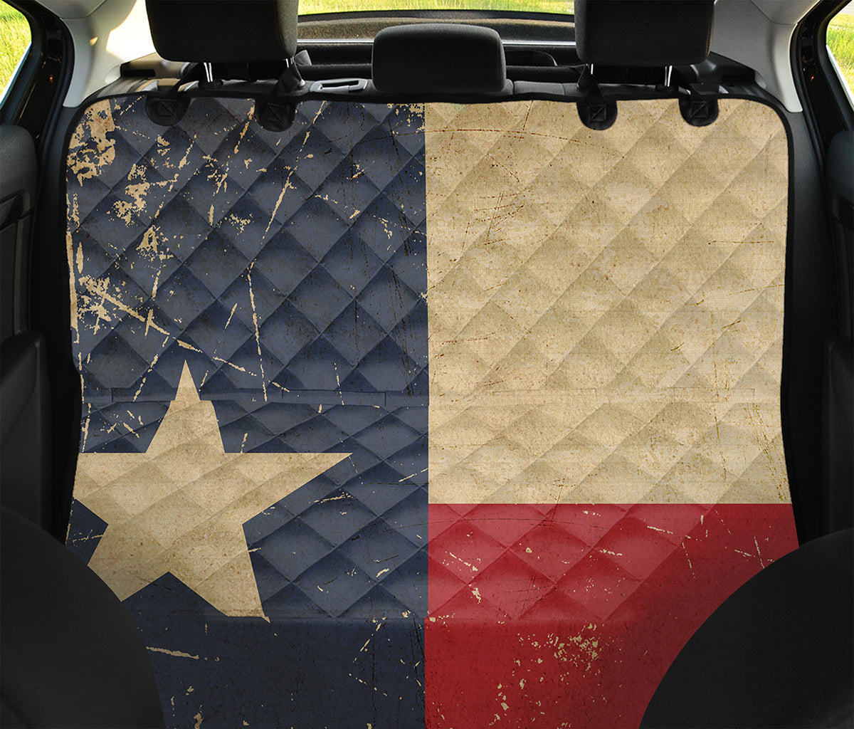 Vintage Texas Flag Print Pet Car Back Seat Cover