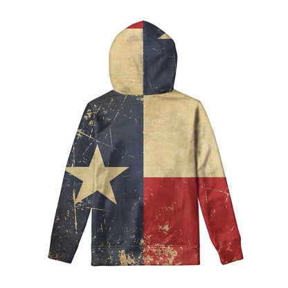 Vintage Texas Flag Print Pullover Hoodie