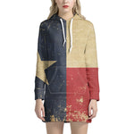 Vintage Texas Flag Print Pullover Hoodie Dress