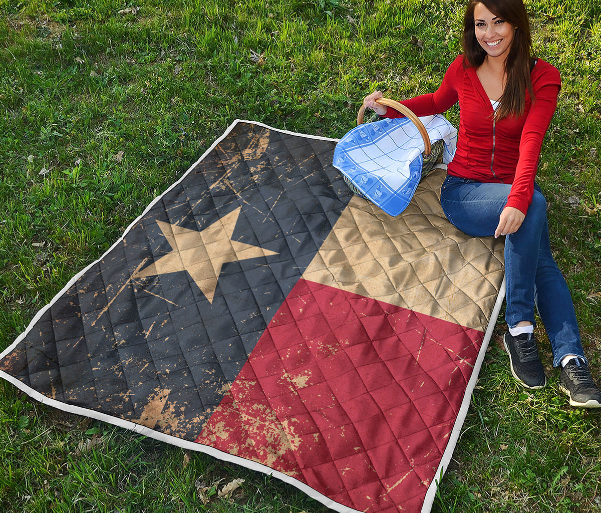 Vintage Texas Flag Print Quilt