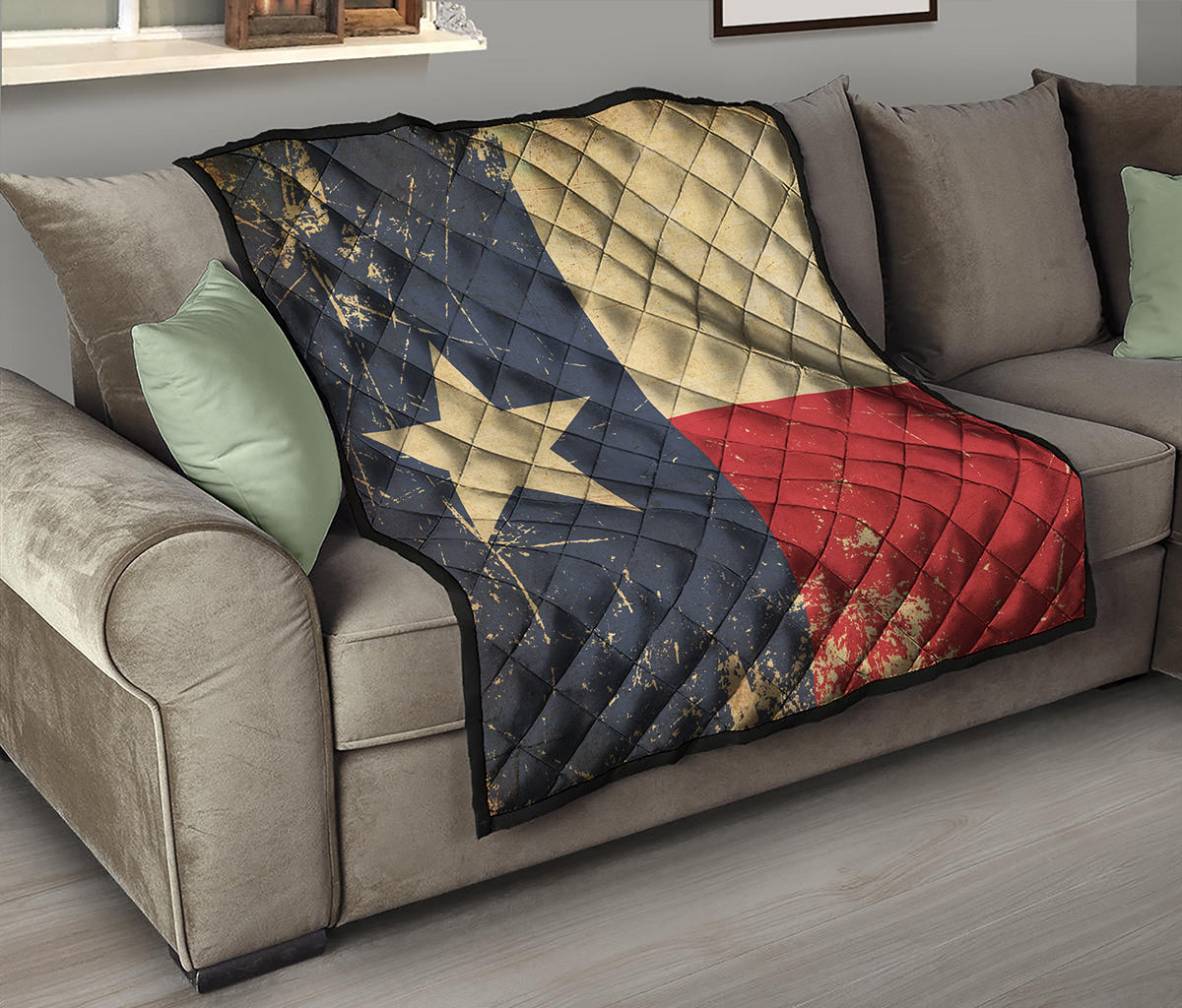 Vintage Texas Flag Print Quilt