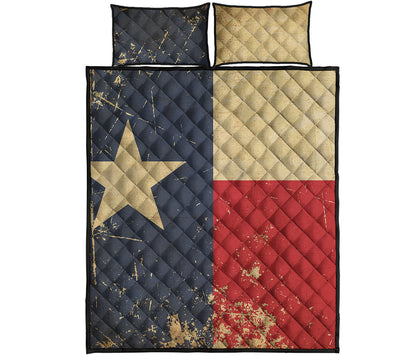 Vintage Texas Flag Print Quilt Bed Set