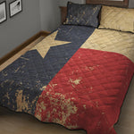 Vintage Texas Flag Print Quilt Bed Set