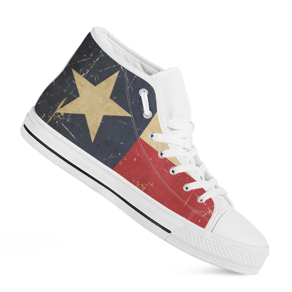 Vintage Texas Flag Print White High Top Shoes
