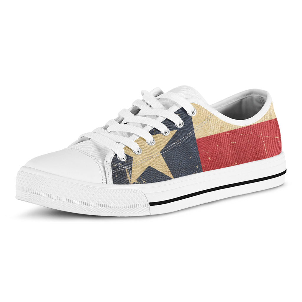 Vintage Texas Flag Print White Low Top Shoes