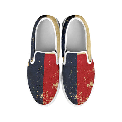 Vintage Texas Flag Print White Slip On Shoes