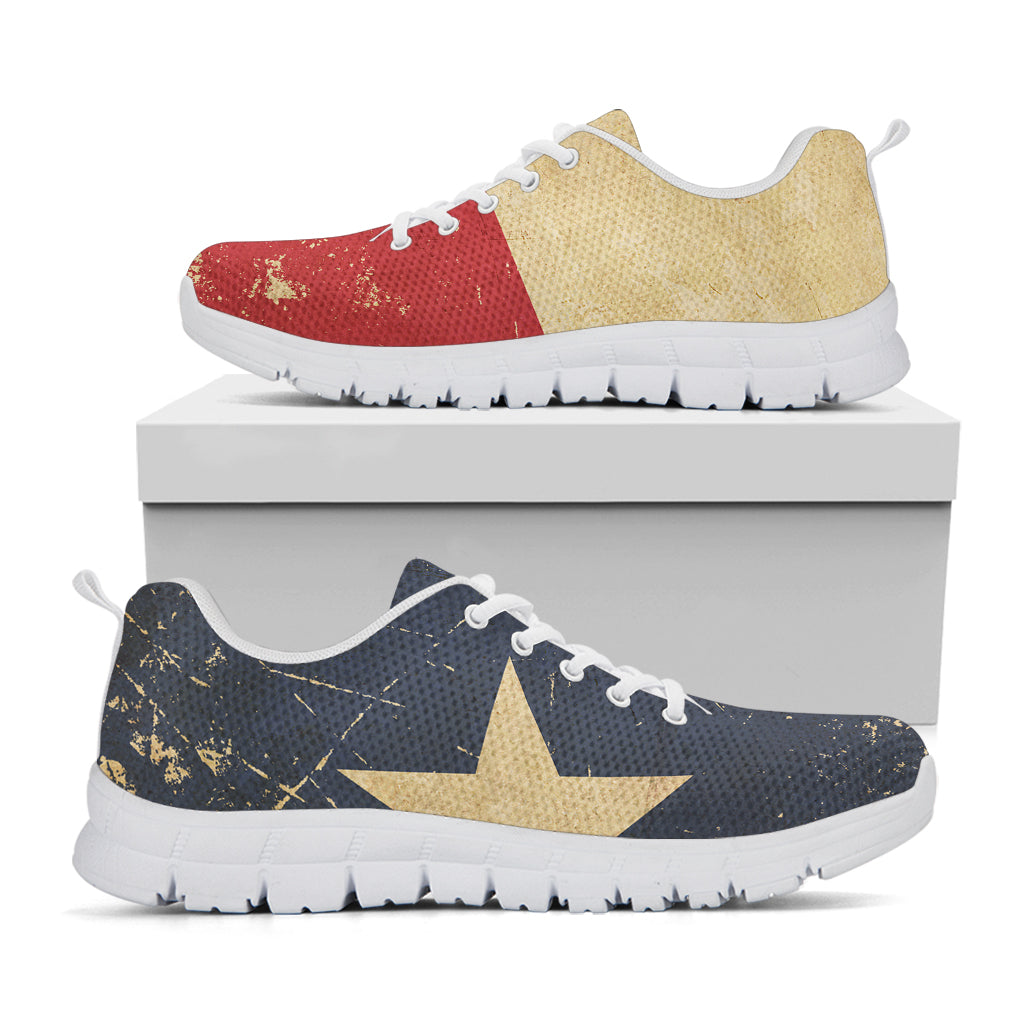 Vintage Texas Flag Print White Sneakers