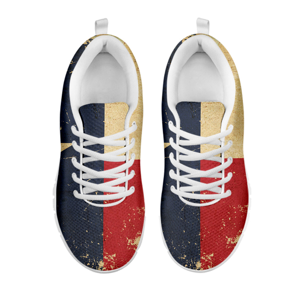 Vintage Texas Flag Print White Sneakers