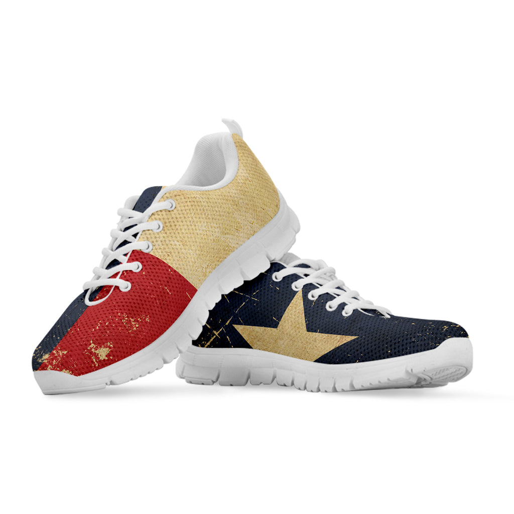 Vintage Texas Flag Print White Sneakers