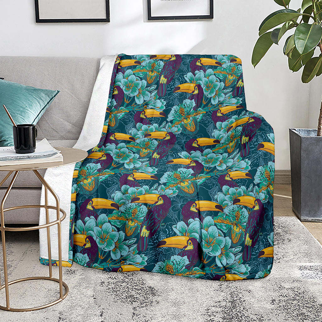 Vintage Toucan Pattern Print Blanket
