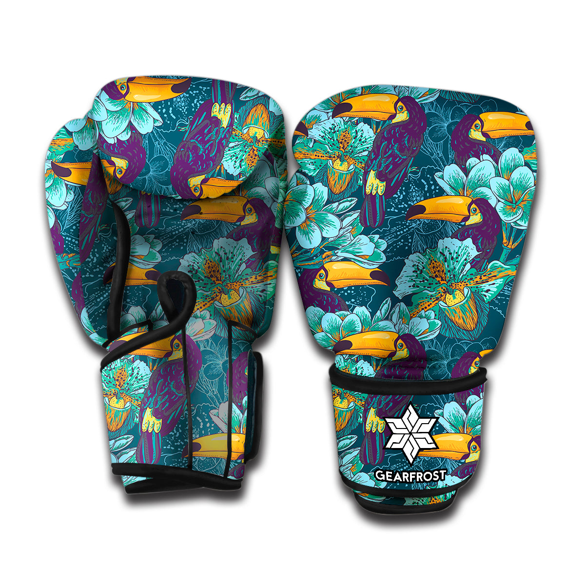 Vintage Toucan Pattern Print Boxing Gloves