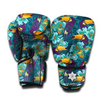 Vintage Toucan Pattern Print Boxing Gloves