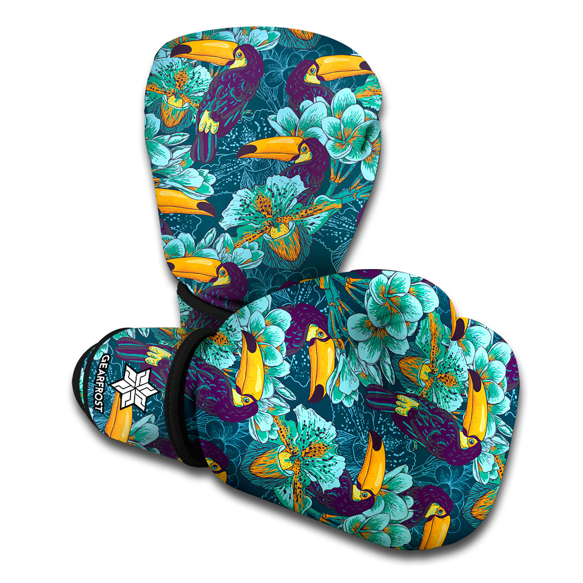 Vintage Toucan Pattern Print Boxing Gloves