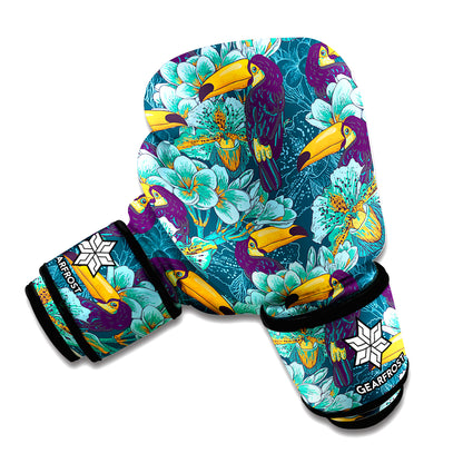Vintage Toucan Pattern Print Boxing Gloves