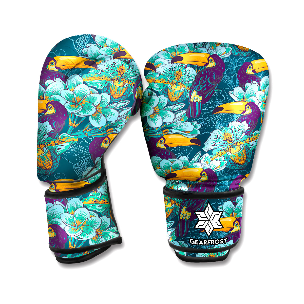 Vintage Toucan Pattern Print Boxing Gloves