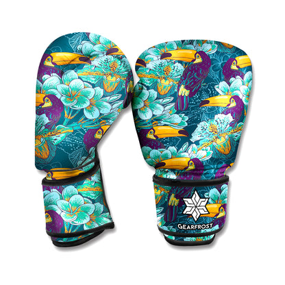 Vintage Toucan Pattern Print Boxing Gloves