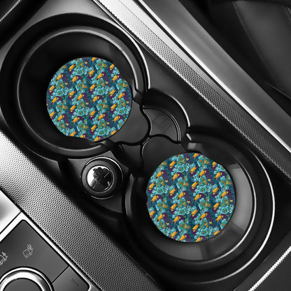 Vintage Toucan Pattern Print Car Coasters