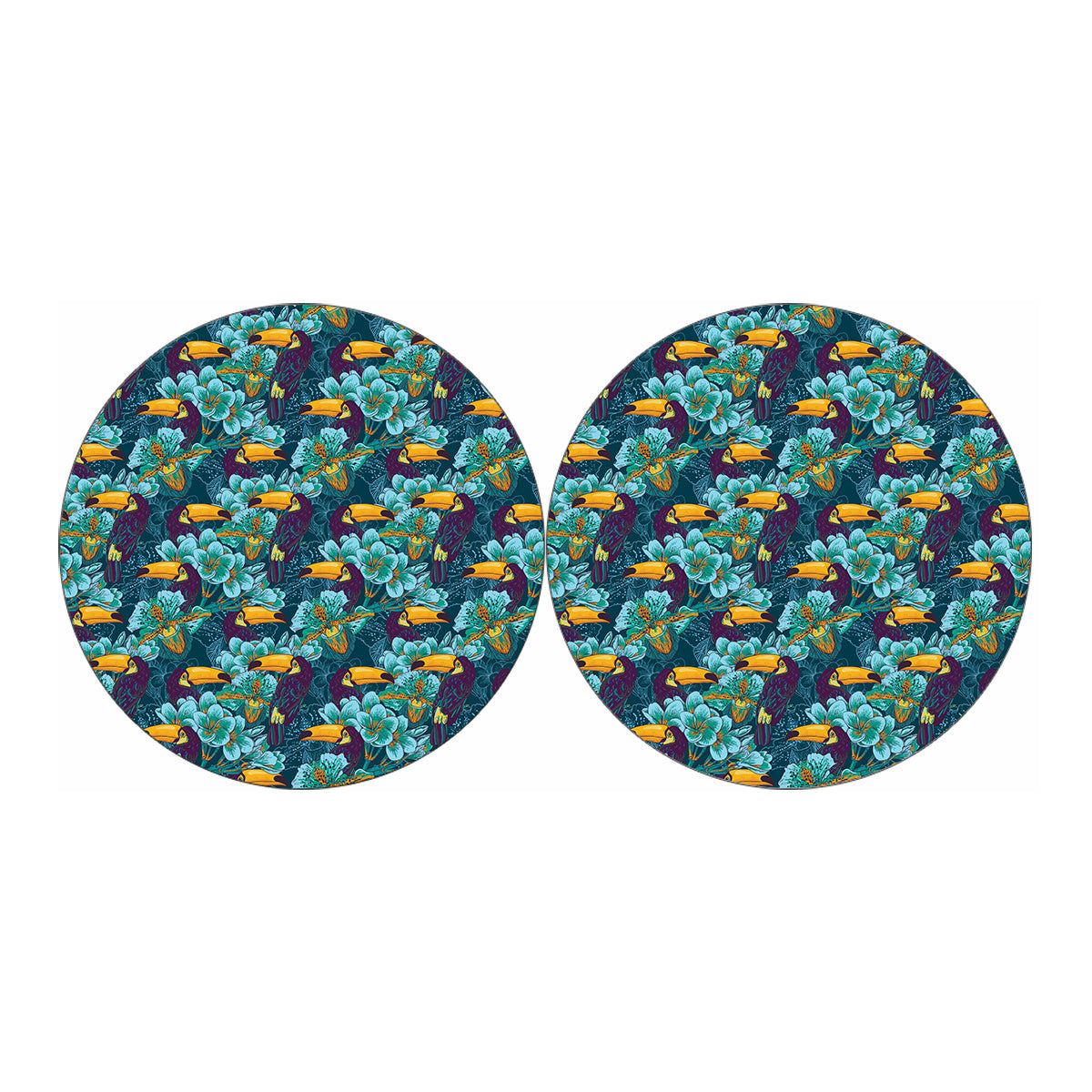 Vintage Toucan Pattern Print Car Coasters