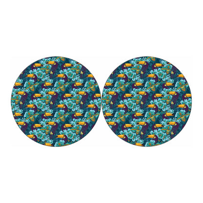 Vintage Toucan Pattern Print Car Coasters