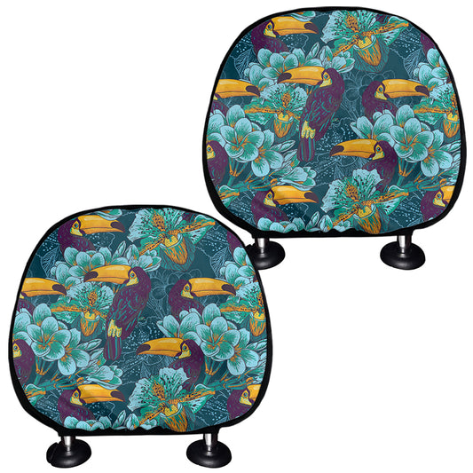 Vintage Toucan Pattern Print Car Headrest Covers