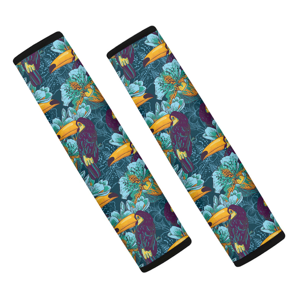 Vintage Toucan Pattern Print Car Seat Belt Covers