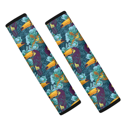 Vintage Toucan Pattern Print Car Seat Belt Covers
