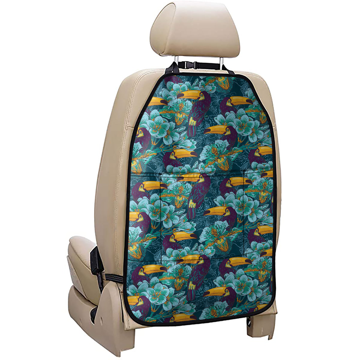 Vintage Toucan Pattern Print Car Seat Organizers
