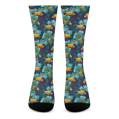 Vintage Toucan Pattern Print Crew Socks