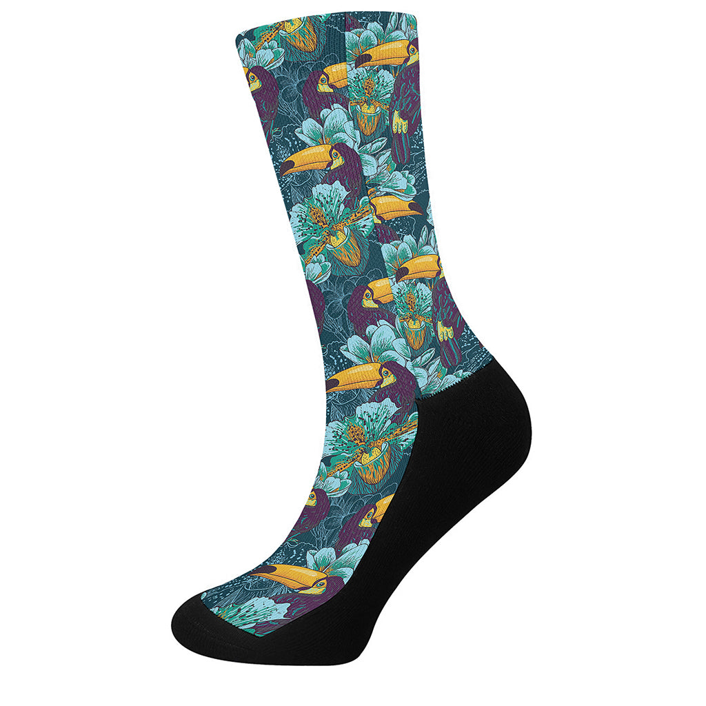 Vintage Toucan Pattern Print Crew Socks