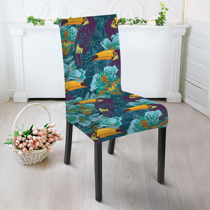 Vintage Toucan Pattern Print Dining Chair Slipcover