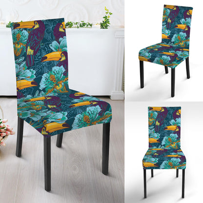 Vintage Toucan Pattern Print Dining Chair Slipcover